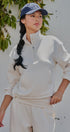 Scuba Knit Half Zip Pullover with Stand Collar in Milk - Women's Sweatshirts & Hoodies | Urban Daizy