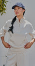 Scuba Knit Half Zip Pullover with Stand Collar in Milk - Women's Sweatshirts & Hoodies | Urban Daizy