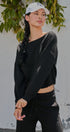 Scuba Knit Boat Neck Drawstring Hem Top in Black - Women's Sweatshirts & Hoodies | Urban Daizy