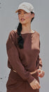 Scuba Knit Boat Neck Drawstring Hem Top in Chocolate - Women's Sweatshirts & Hoodies | Urban Daizy