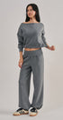 Scuba Knit Boat Neck Drawstring Hem Top in Dk H Grey - Women's Sweatshirts & Hoodies | Urban Daizy