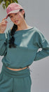 Scuba Knit Boat Neck Drawstring Hem Top in Teal Green - Women's Sweatshirts & Hoodies | Urban Daizy