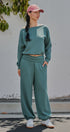 Scuba Knit Boat Neck Drawstring Hem Top in Teal Green - Women's Sweatshirts & Hoodies | Urban Daizy