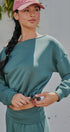 Scuba Knit Boat Neck Drawstring Hem Top in Teal Green - Women's Sweatshirts & Hoodies | Urban Daizy