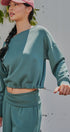 Scuba Knit Boat Neck Drawstring Hem Top in Teal Green - Women's Sweatshirts & Hoodies | Urban Daizy