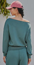 Scuba Knit Boat Neck Drawstring Hem Top in Teal Green - Women's Sweatshirts & Hoodies | Urban Daizy