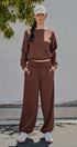 Scuba Knit Foldover Waist Jogger Pants in Chocolate - Women's Sweatpants & Joggers | Urban Daizy