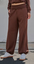 Scuba Knit Foldover Waist Jogger Pants in Chocolate - Women's Sweatpants & Joggers | Urban Daizy