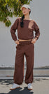 Scuba Knit Foldover Waist Jogger Pants in Chocolate - Women's Sweatpants & Joggers | Urban Daizy
