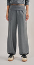 Scuba Knit Foldover Waist Jogger Pants in Dk H Grey - Women's Sweatpants & Joggers | Urban Daizy