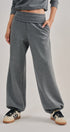 Scuba Knit Foldover Waist Jogger Pants in Dk H Grey - Women's Sweatpants & Joggers | Urban Daizy