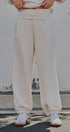 Scuba Knit Foldover Waist Jogger Pants in Milk - Women's Sweatpants & Joggers | Urban Daizy