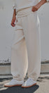 Scuba Knit Foldover Waist Jogger Pants in Milk - Women's Sweatpants & Joggers | Urban Daizy