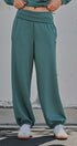 Scuba Knit Foldover Waist Jogger Pants in Teal Green - Women's Sweatpants & Joggers | Urban Daizy
