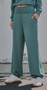 Scuba Knit Foldover Waist Jogger Pants in Teal Green - Women's Sweatpants & Joggers | Urban Daizy