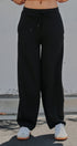 Scuba Knit Barrel Leg Pant with Drawstring in Black - Women's Sweatpants & Joggers | Urban Daizy