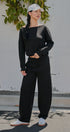 Scuba Knit Barrel Leg Pant with Drawstring in Black - Women's Sweatpants & Joggers | Urban Daizy