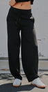 Scuba Knit Barrel Leg Pant with Drawstring in Black - Women's Sweatpants & Joggers | Urban Daizy