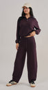 Scuba Knit Barrel Leg Pant with Drawstring in Chocolate - Women's Sweatpants & Joggers | Urban Daizy