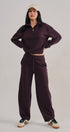 Scuba Knit Barrel Leg Pant with Drawstring in Chocolate - Women's Sweatpants & Joggers | Urban Daizy