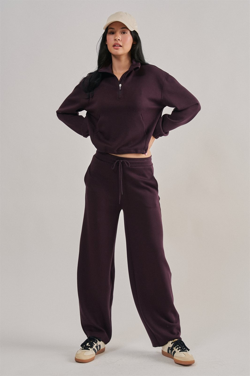 Scuba Knit Barrel Leg Pant with Drawstring in Chocolate - Women's Sweatpants & Joggers | Urban Daizy