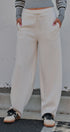 Scuba Knit Barrel Leg Pant with Drawstring in Milk - Women's Sweatpants & Joggers | Urban Daizy