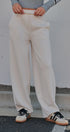Scuba Knit Barrel Leg Pant with Drawstring in Milk - Women's Sweatpants & Joggers | Urban Daizy