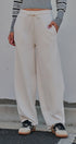 Scuba Knit Barrel Leg Pant with Drawstring in Milk - Women's Sweatpants & Joggers | Urban Daizy