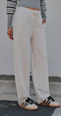 Scuba Knit Barrel Leg Pant with Drawstring in Milk - Women's Sweatpants & Joggers | Urban Daizy