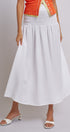 Smocked Chambray Maxi Skirt With High Waistband in White - Women's Skirts | Urban Daizy