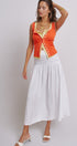 Smocked Chambray Maxi Skirt With High Waistband in White - Women's Skirts | Urban Daizy