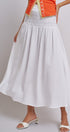 Smocked Chambray Maxi Skirt With High Waistband in White - Women's Skirts | Urban Daizy