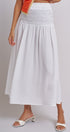 Smocked Chambray Maxi Skirt With High Waistband in White - Women's Skirts | Urban Daizy