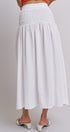 Smocked Chambray Maxi Skirt With High Waistband in White - Women's Skirts | Urban Daizy