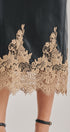 Faux Leather Midi Skirt with Lace Hem in Black - Women's Midi Skirts | Urban Daizy