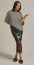 Faux Leather Lace Hem Midi Skirt in Black - Women's Midi Skirts | Urban Daizy