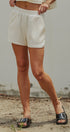 Ribbed Knit Cotton Stretch Loungewear Shorts in Ivory - Women's Fashion | Urban Daizy