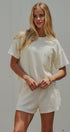 Ribbed Knit Cotton Stretch Loungewear Shorts in Ivory - Women's Fashion | Urban Daizy