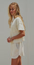Ribbed Knit Cotton Stretch Loungewear Shorts in Ivory - Women's Fashion | Urban Daizy