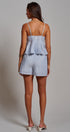Blue Stripe Peplum Cami And Shorts Set Cotton Linen in Blue - Women's Sets | Urban Daizy