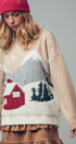 Fuzzy Winter Scene Intarsia Knit Sweater in Taupe - Women's Sweaters | Urban Daizy