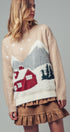 Fuzzy Winter Scene Intarsia Knit Sweater in Taupe - Women's Sweaters | Urban Daizy