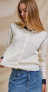Contrast Trim Knit Button-Front Cardigan in Ivory - Women's Sweaters | Urban Daizy