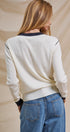 Contrast Trim Knit Button-Front Cardigan in Ivory - Women's Sweaters | Urban Daizy