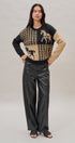 Houndstooth Horse Colorblock Knit Sweater in Black - Women's Sweaters | Urban Daizy