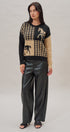 Houndstooth Horse Colorblock Knit Sweater in Black - Women's Sweaters | Urban Daizy