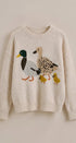 Mallard Duck Intarsia Knit Sweater in Taupe	 - Women's Sweaters | Urban Daizy