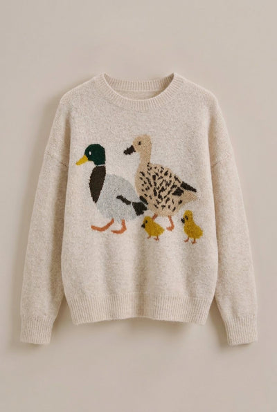Mallard Duck Intarsia Knit Sweater