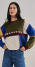 Colorblock Whipstitch Patchwork Knit Sweater in Multi - Women's Sweaters | Urban Daizy