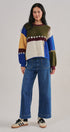 Colorblock Whipstitch Patchwork Knit Sweater in Multi - Women's Sweaters | Urban Daizy